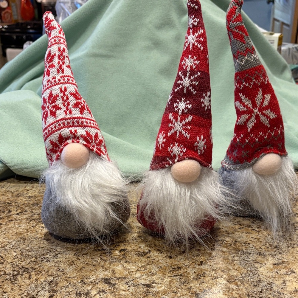 Source Unknown Red and Gray Holiday Gnome Decor